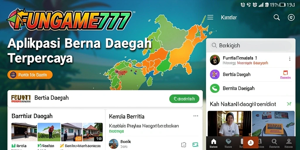 Antarmuka utama FUNGAME777 menampilkan berita daerah terkini dan terpercaya.