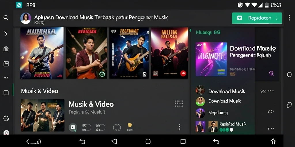 Tampilan antarmuka aplikasi Download Musik RP8 yang user-friendly.