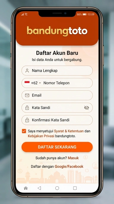 Tampilan halaman daftar bandungtoto